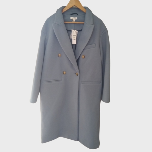 Topshop Jackets & Blazers - Topshop Brooke Double Breasted Long Coat 12 Blue